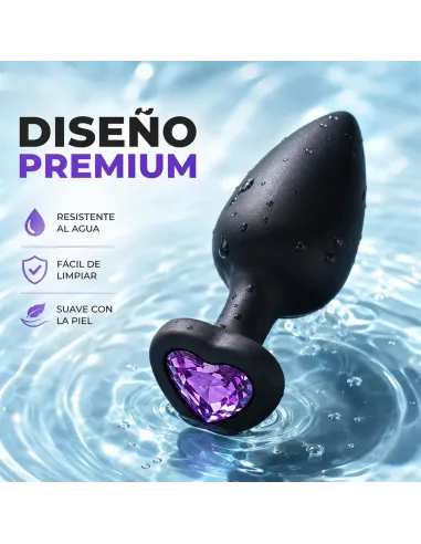 Anal plug heart love silicone large black plug - purple diamond | Infarta toys | Plugs