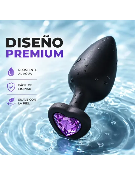 Anal plug heart love silicone large black plug - purple diamond | Infarta toys | Plugs