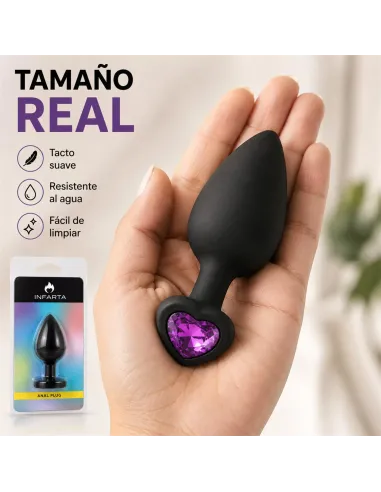 Anal plug heart love silicone large black plug - purple diamond | Infarta toys | Plugs