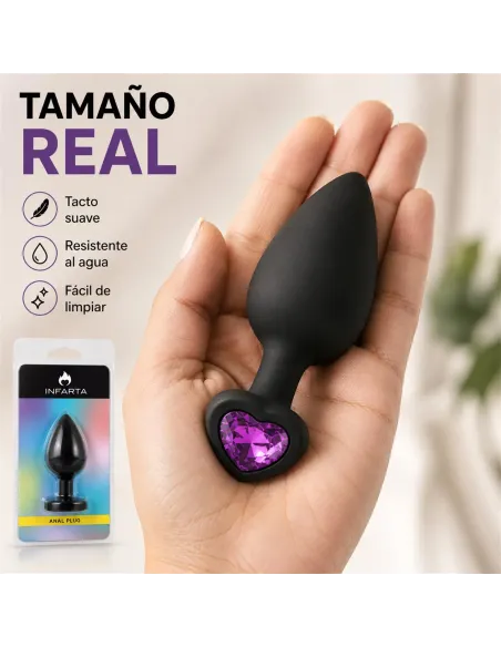 Anal plug heart love silicone large black plug - purple diamond | Infarta toys | Plugs