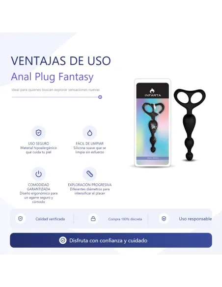 Anal plug fantasy silicone black | Infarta toys | Varitas y bolas