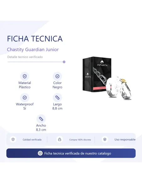 Chastity guardian junior plastic short transparent | Infarta toys | Castidad