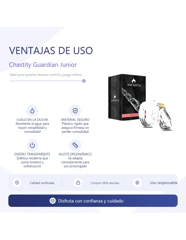 Chastity guardian junior plastic short transparent | Infarta toys | Castidad