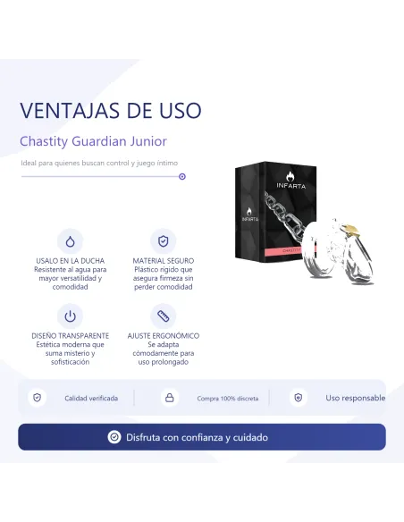 Chastity guardian junior plastic short transparent | Infarta toys | Castidad