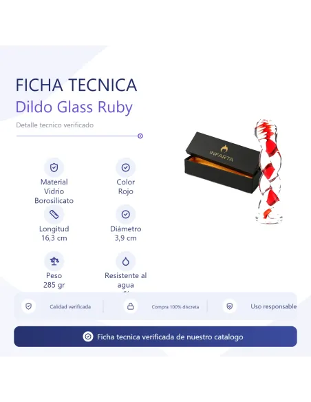 Glass dildo ruby swirl | Infarta toys | Dildos macizos
