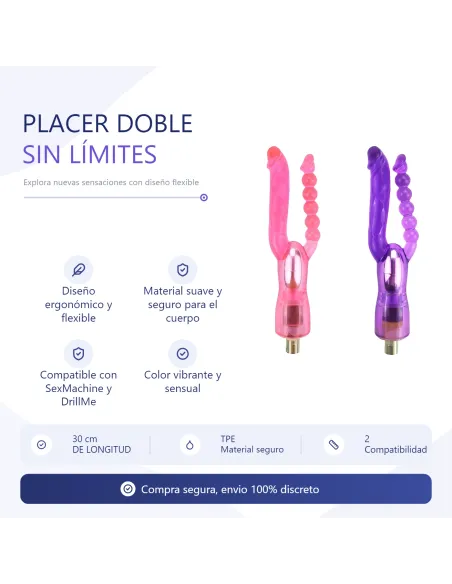 Double dildo accessory for sex machine / drillme compatible | Infarta toys | Sexmachine