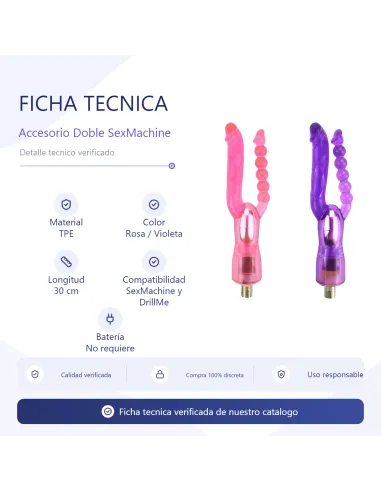 Double dildo accessory for sex machine / drillme compatible | Infarta toys | Sexmachine