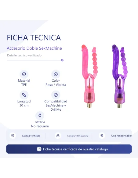 Double dildo accessory for sex machine / drillme compatible | Infarta toys | Sexmachine