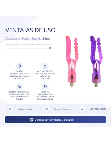 Double dildo accessory for sex machine / drillme compatible | Infarta toys | Sexmachine