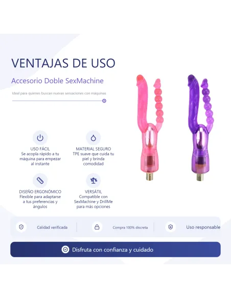 Double dildo accessory for sex machine / drillme compatible | Infarta toys | Sexmachine