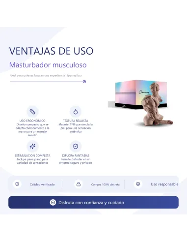 Dominus – torso musculoso el más vendido - pene realista y ano + balita de regalo – efecto bronceado | Infarta toys | Torsos
