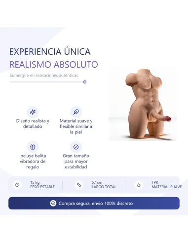 Hérculex – torso realista de gran pene y cola + balita de regalo | Infarta toys | Torsos