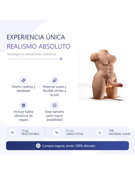 Hérculex – torso realista de gran pene y cola + balita de regalo | Infarta toys | Torsos