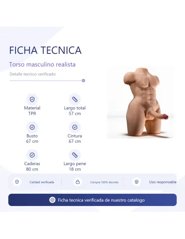 Hérculex – torso realista de gran pene y cola + balita de regalo | Infarta toys | Torsos