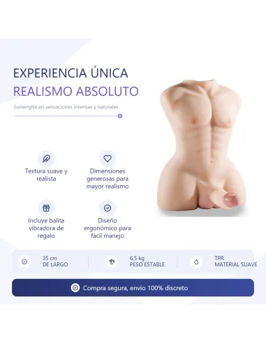 Rudeboy – torso realista con gran pene y ano + balita vibradora de regalo | Infarta toys | Torsos