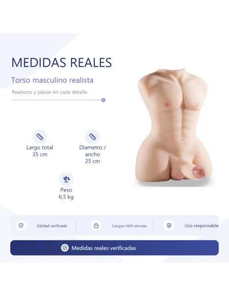 Rudeboy – torso realista con gran pene y ano + balita vibradora de regalo | Infarta toys | Torsos