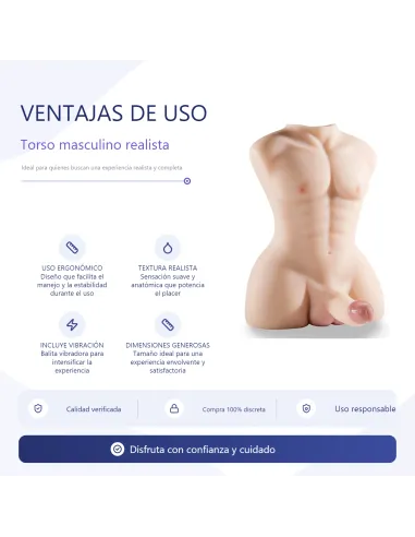 Rudeboy – torso realista con gran pene y ano + balita vibradora de regalo | Infarta toys | Torsos