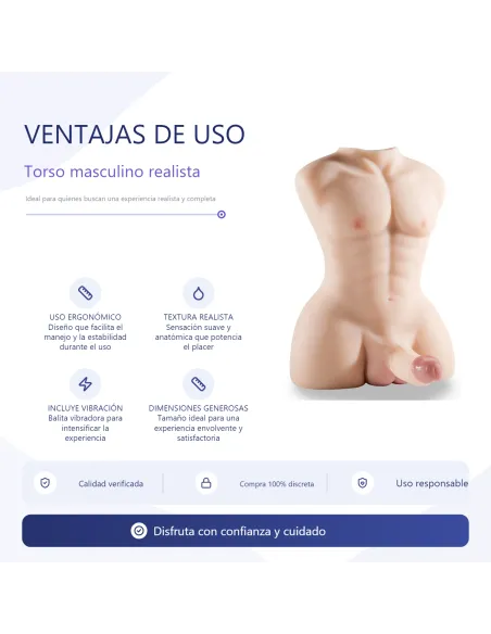 Rudeboy – torso realista con gran pene y ano + balita vibradora de regalo | Infarta toys | Torsos
