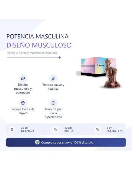 Dominus – torso musculoso más vendido con pene realista y ano + balita de regalo – marrón claro | Infarta toys | Torsos