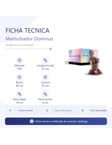 Dominus – torso musculoso más vendido con pene realista y ano + balita de regalo – marrón claro | Infarta toys | Torsos