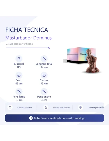 Dominus – torso musculoso más vendido con pene realista y ano + balita de regalo – marrón claro | Infarta toys | Torsos
