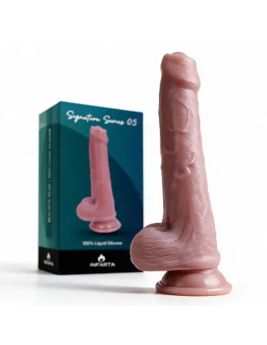 Consolador realista signature 05 de silicona líquida con ventosa 21,5 cm | Infarta toys | Dildos macizos
