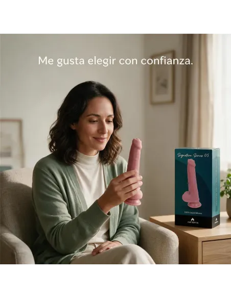 Consolador realista signature 05 de silicona líquida con ventosa 21,5 cm | Infarta toys | Dildos macizos