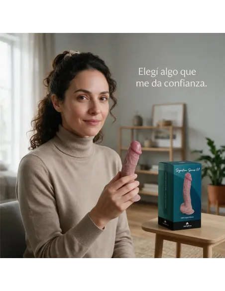 Consolador realista xl signature 07 de silicona líquida con ventosa 24,5 cm | Infarta toys | Dildos macizos