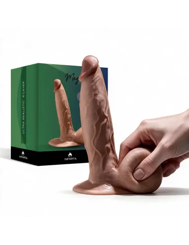 Consolador ultra realista magnus de silicona líquida 4 capas 21 cm pellizcable | Infarta toys | Dildos macizos