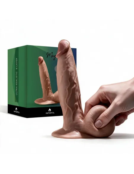Consolador ultra realista magnus de silicona líquida 4 capas 21 cm pellizcable | Infarta toys | Dildos macizos