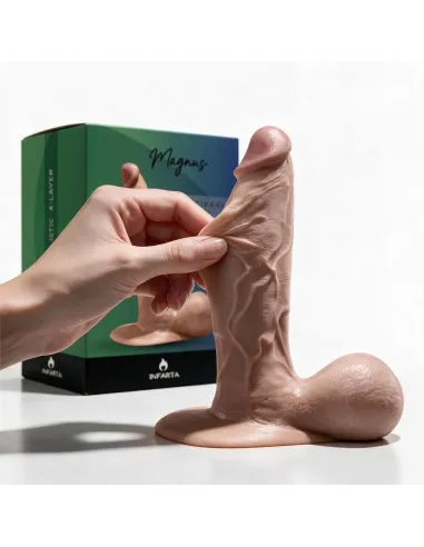 Consolador ultra realista magnus de silicona líquida 4 capas 21 cm pellizcable | Infarta toys | Dildos macizos
