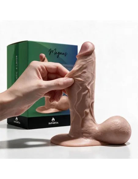 Consolador ultra realista magnus de silicona líquida 4 capas 21 cm pellizcable | Infarta toys | Dildos macizos