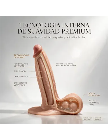 Consolador ultra realista magnus de silicona líquida 4 capas 21 cm pellizcable | Infarta toys | Dildos macizos