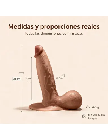 Consolador ultra realista magnus de silicona líquida 4 capas 21 cm pellizcable | Infarta toys | Dildos macizos