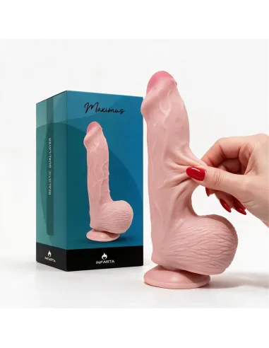 Consolador pellizcable realista maximus testiculos y sopapa 22 cm | Infarta toys | Realísticos