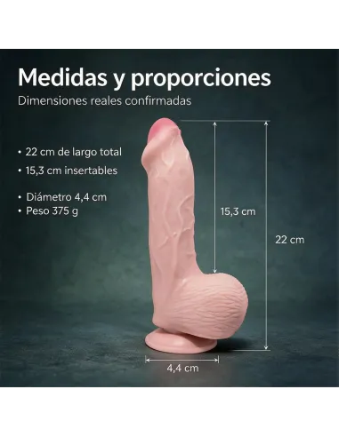 Consolador pellizcable realista maximus testiculos y sopapa 22 cm | Infarta toys | Realísticos
