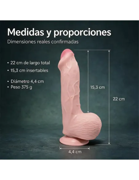 Consolador pellizcable realista maximus testiculos y sopapa 22 cm | Infarta toys | Realísticos