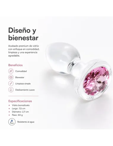 Glass anal plug gemma rosa small | Infarta toys | Vidrio