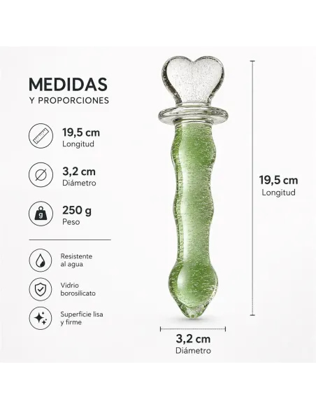 Glass dildo glow in the dark phantom heart | Infarta toys | Vidrio