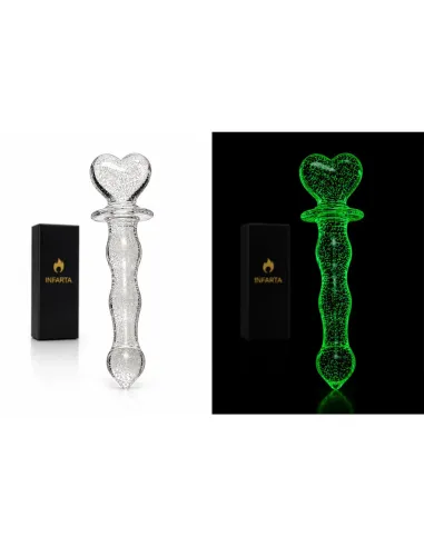 Glass dildo glow in the dark phantom heart | Infarta toys | Vidrio