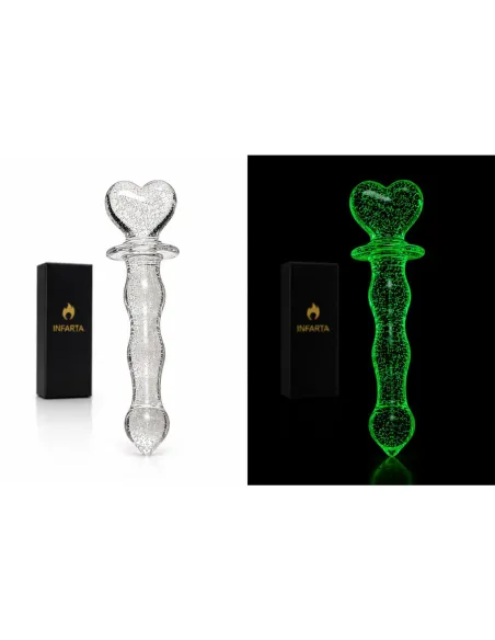 Glass dildo glow in the dark phantom heart | Infarta toys | Vidrio