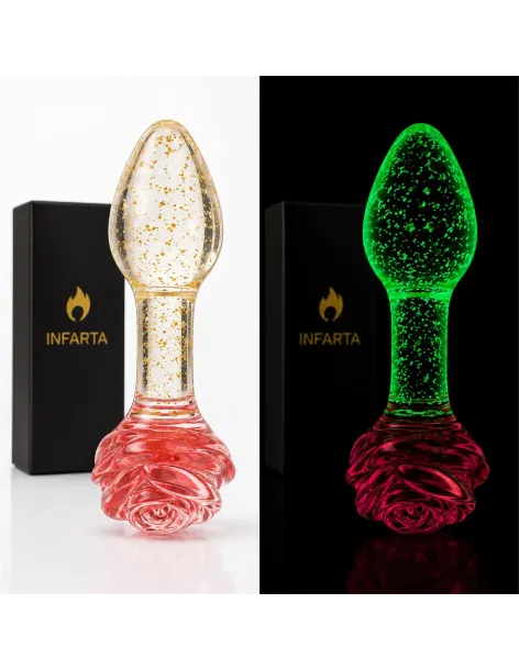 Glass anal plug glow in the dark phantom rose | Infarta toys | Vidrio