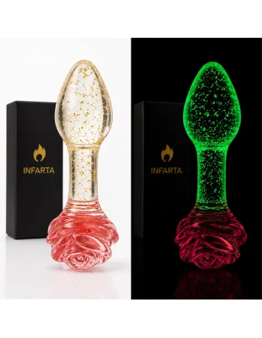 Glass anal plug glow in the dark phantom rose | Infarta toys | Vidrio
