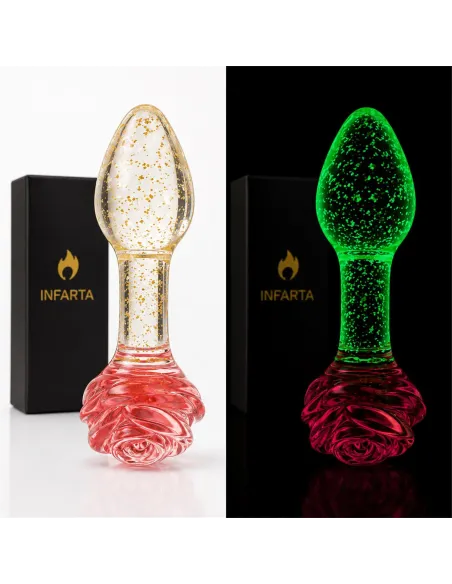 Glass anal plug glow in the dark phantom rose | Infarta toys | Vidrio
