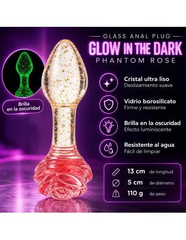 Glass anal plug glow in the dark phantom rose | Infarta toys | Vidrio