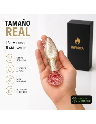 Glass anal plug glow in the dark phantom rose | Infarta toys | Vidrio