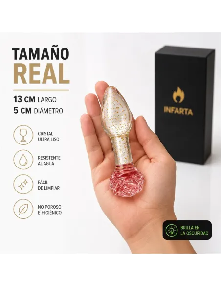 Glass anal plug glow in the dark phantom rose | Infarta toys | Vidrio