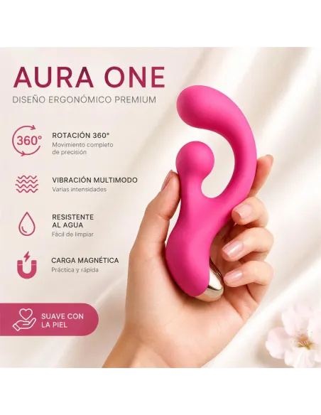 Vibrador punto-g estimulador de clitoris rotación 360° 17,5 cm aura one | Infarta toys | Estimuladores clítoris