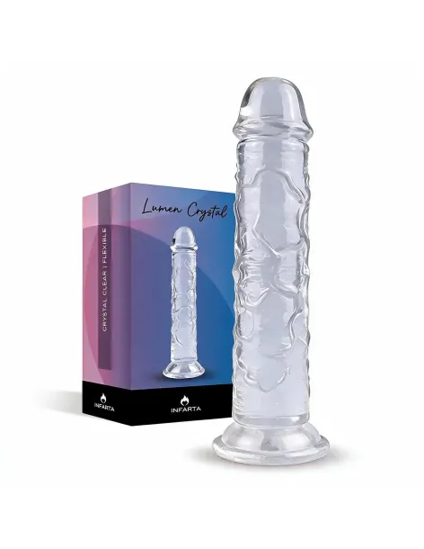 Consolador transparente lumen crystal de tpe flexible con ventosa 16 cm | Infarta toys | Dildos macizos