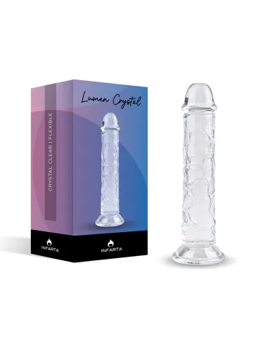 Consolador transparente lumen crystal de tpe flexible con ventosa 16 cm | Infarta toys | Dildos macizos